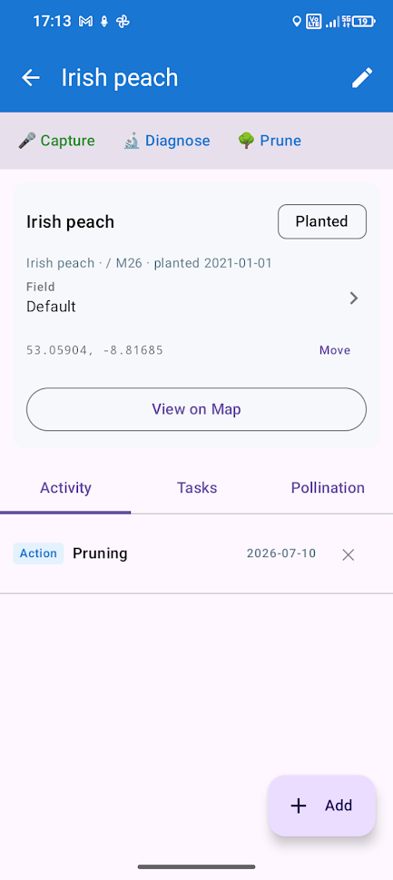 List of completed actions on a tree