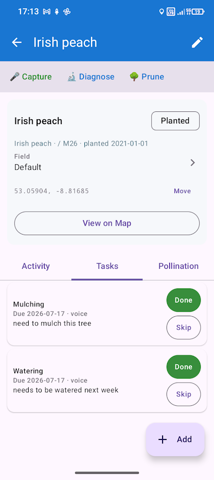 List of tasks created for a tree